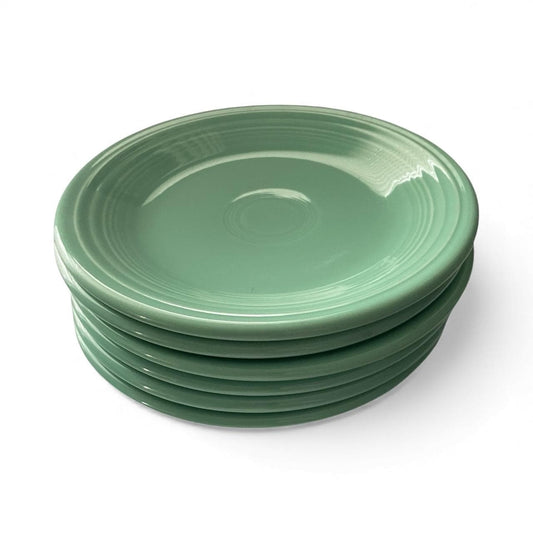 Set of 6 Vintage Homer Laughlin Fiesta Green Plates 7.25" • Classic Fiestaware Luncheon Plates