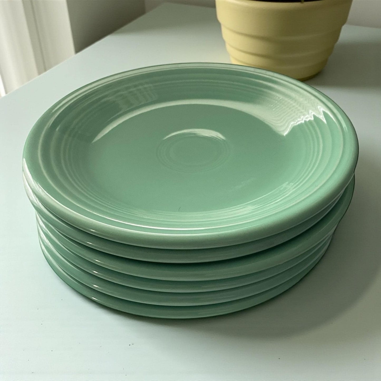 Set of 6 Vintage Homer Laughlin Fiesta Green Plates 7.25" • Classic Fiestaware Luncheon Plates