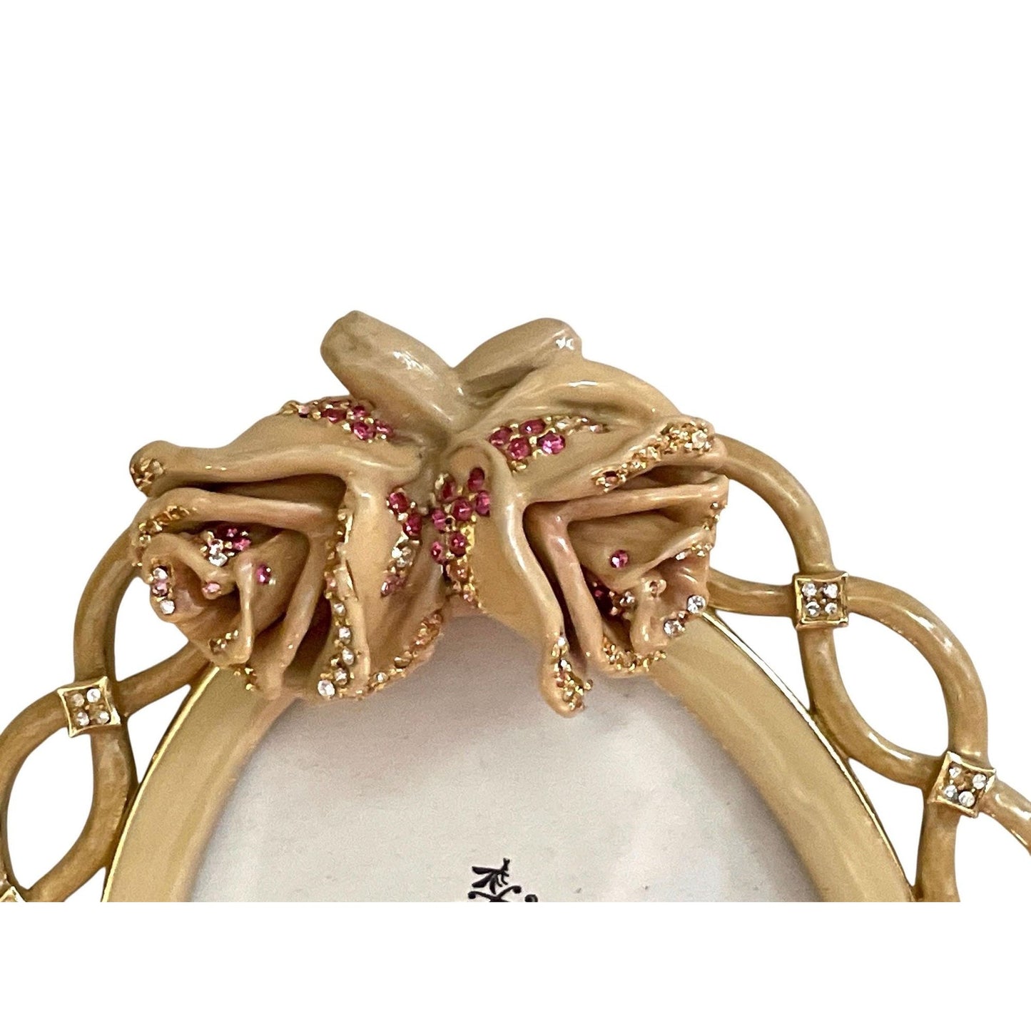 Wendy Reed Designs Gold Oval Frame – 22k Gold Finish, Hand-Enameled, Swarovski Crystal Accent Photo Frame - UNUSED, VERY RARE