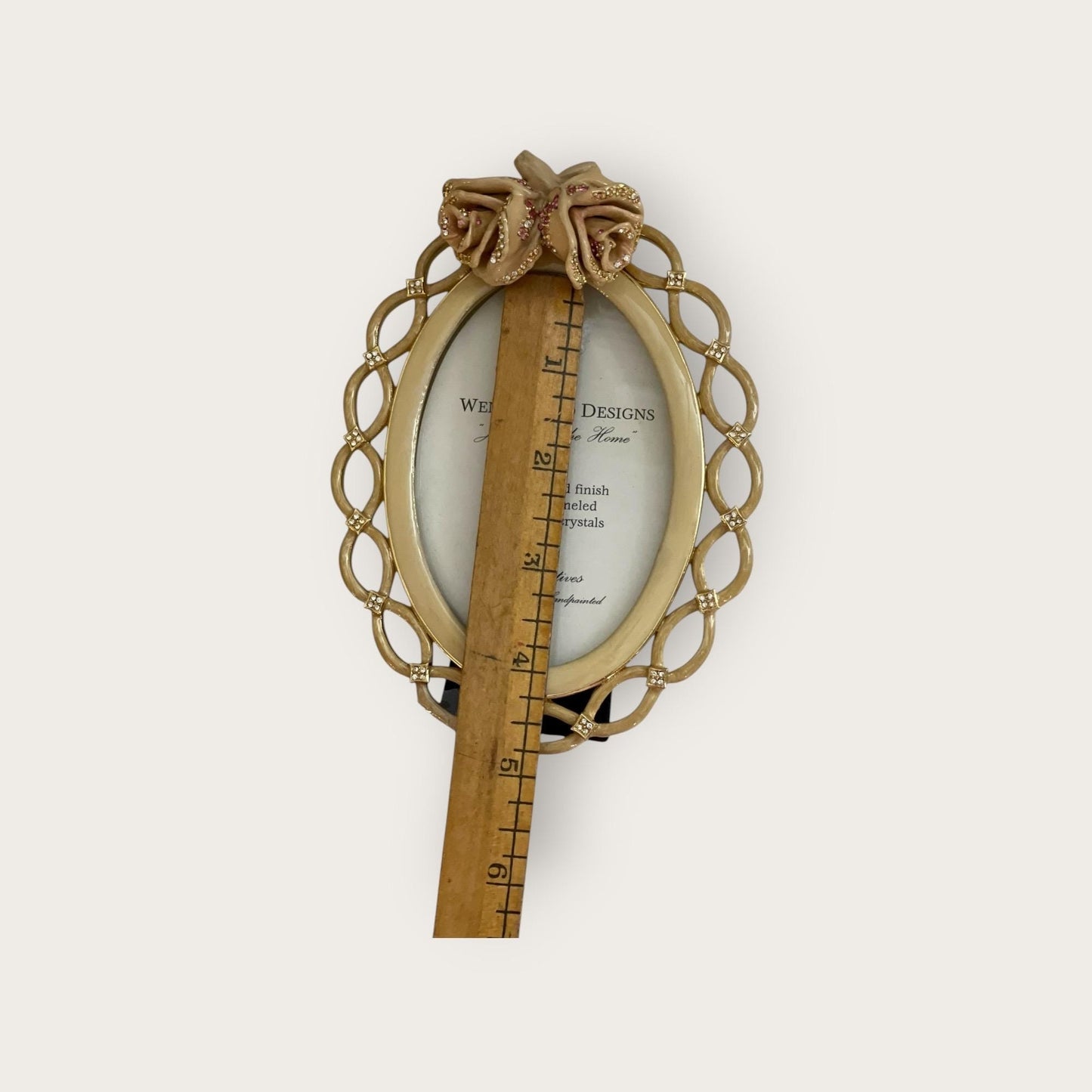 Wendy Reed Designs Gold Oval Frame – 22k Gold Finish, Hand-Enameled, Swarovski Crystal Accent Photo Frame - UNUSED, VERY RARE