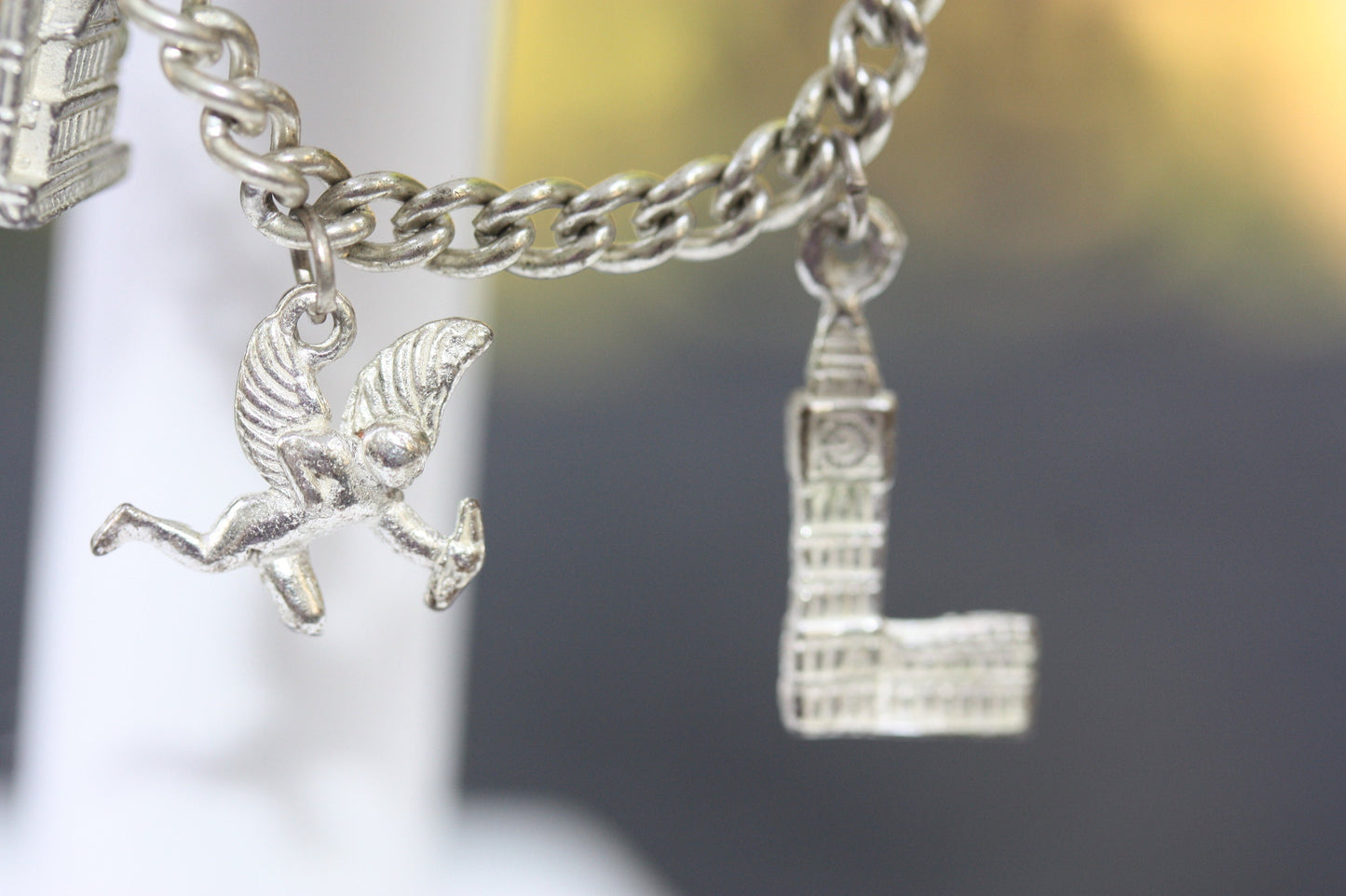 Vintage British European Charm Bracelet - 7 charms