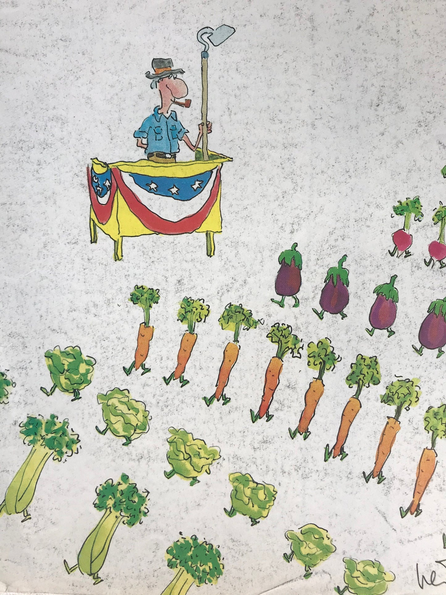 NEW YORKER Magazine cover - September 6, 1982 - vegetable parade