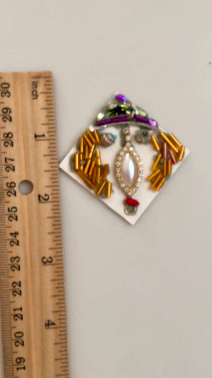 Meet "Rosemary" - Assemblage art / mixed media collage, mosaic - magnet, pin, necklace pendant or Christmas ornament