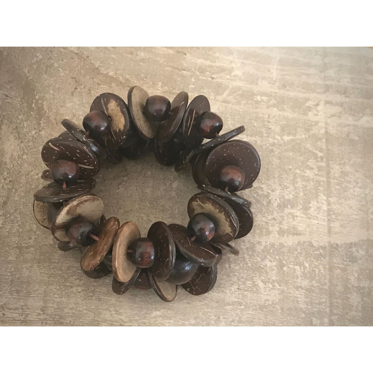 Very unique vintage woven mix shaped wood bracelet