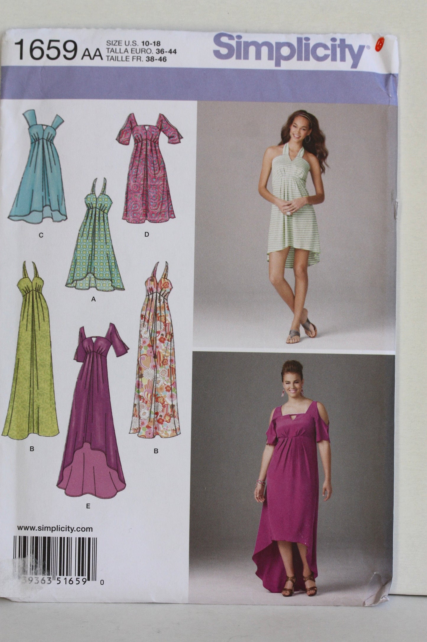 UNCUT Sewing Pattern - Simplicity Sewing Pattern 1659 - Misses' & Plus Size Dresses - Sizes 10-18