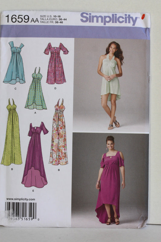 UNCUT Sewing Pattern - Simplicity Sewing Pattern 1659 - Misses' & Plus Size Dresses - Sizes 10-18