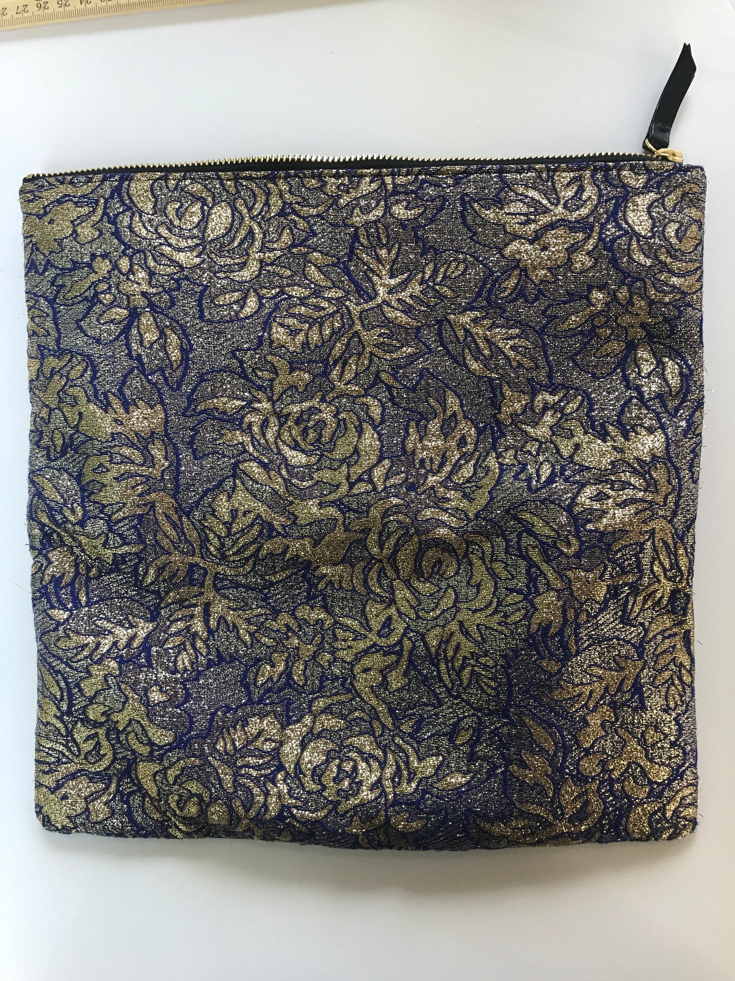 Vintage Clutch Handbag – Purple Gold Folder Design | Signed Sabrina Zong Faux Leather