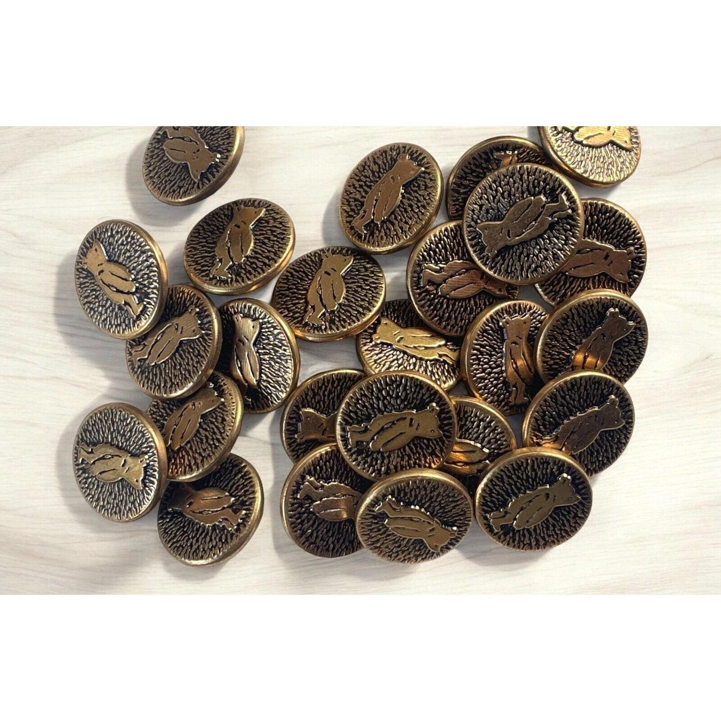 VERY RARE - Vintage Bear Goldtone Metal Buttons - Sold individually