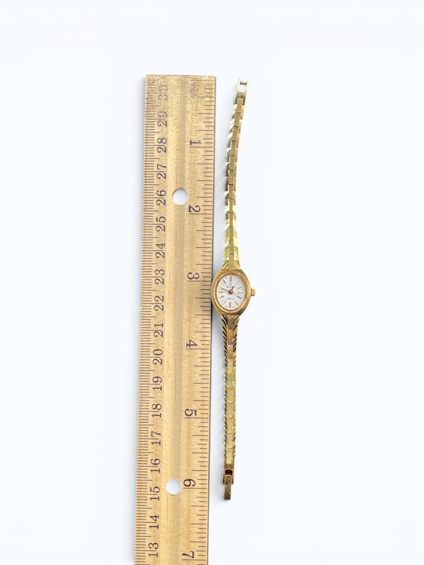 Vintage Elgin Ladies Quartz Watch Gold Tone Bracelet Watch Petite Dress Watch - Not Running As-Is