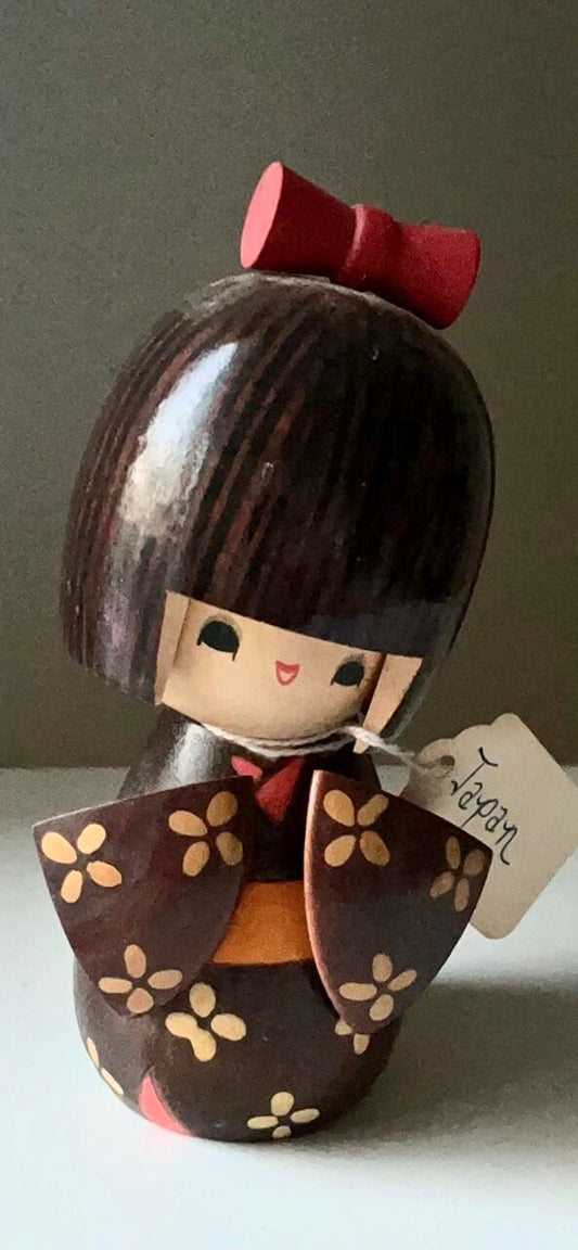 Vintage handmade signed wooden Japanese Kokeshi doll