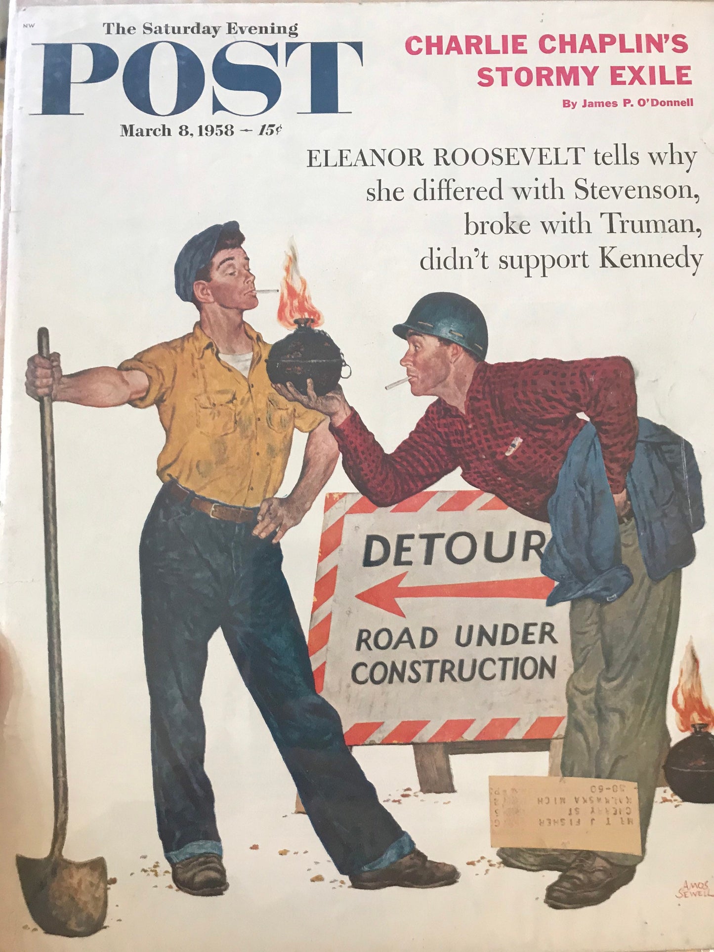 RARE - Saturday Evening Post - Original Cover - Match 8, 1958