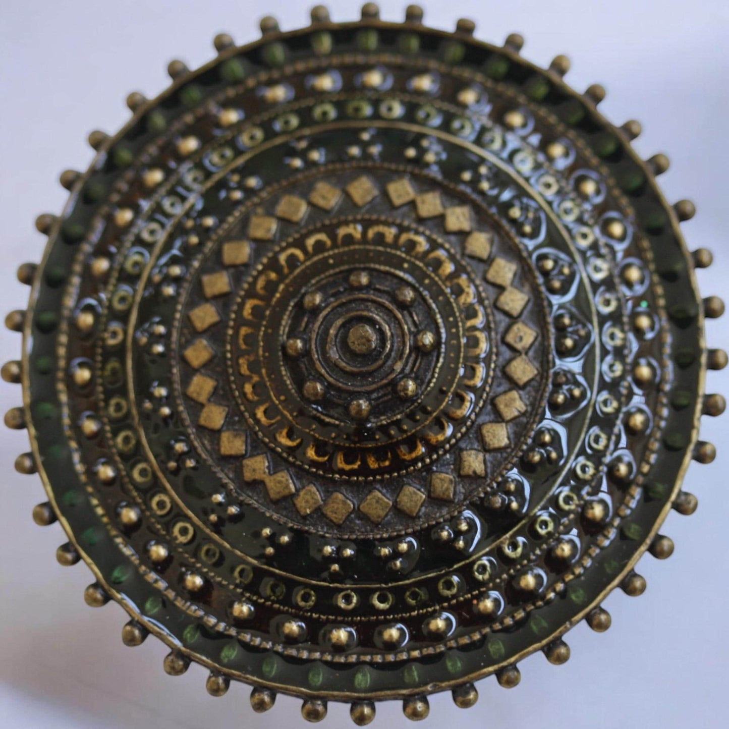 Multi textured unique round enamel pin 2"