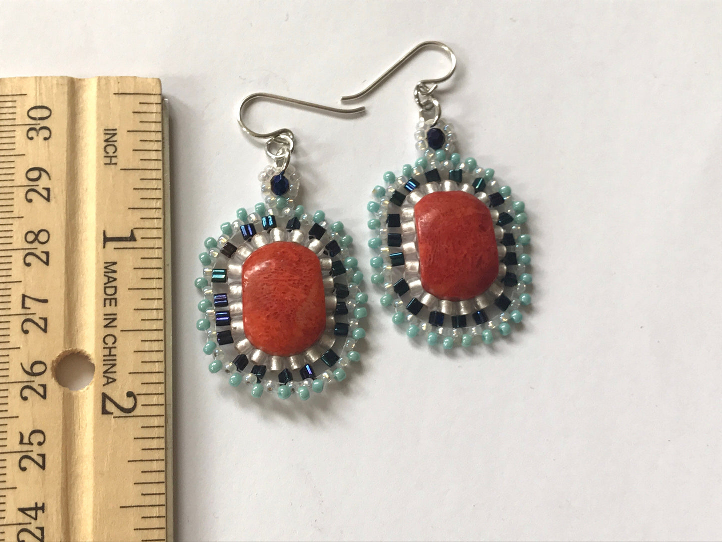 Handmade crystal and beadwork earrings