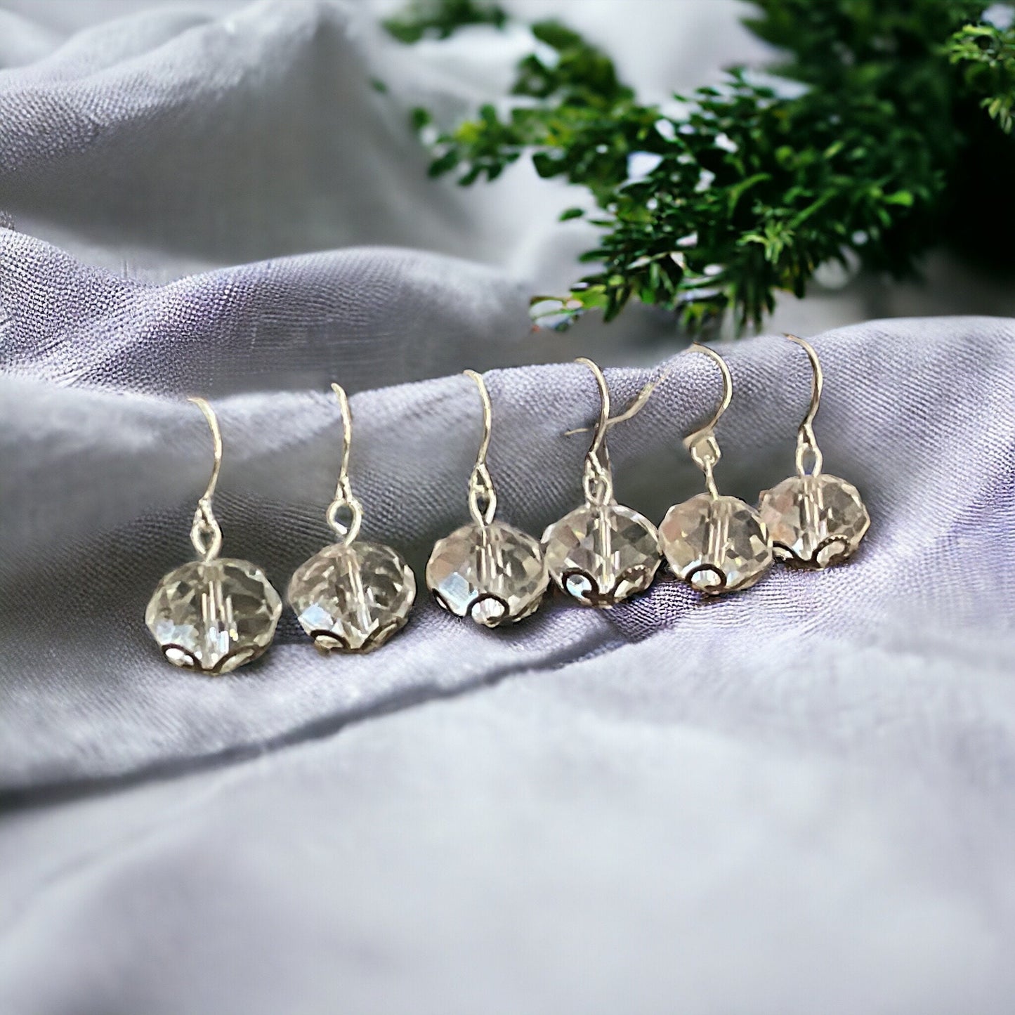 Clear crystal faceted drop dangle earrings - approx. 1"