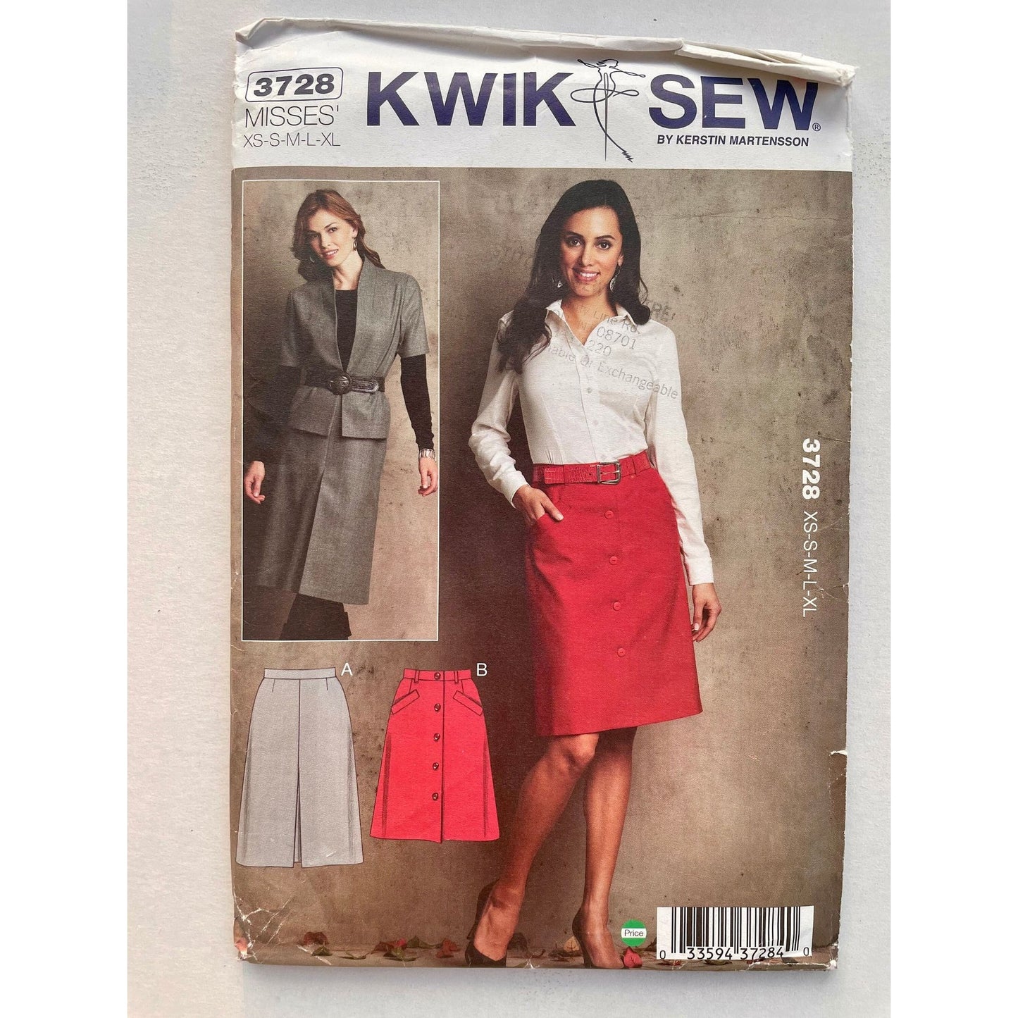 UNCUT Sewing Pattern - Kwik Sew 3728 Adult Skirts - Sizes XS, S, M, L, XL