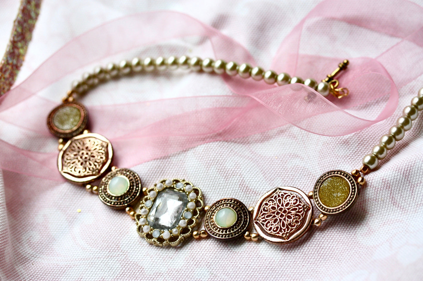 Mixed medium necklace - made with vintage and new elements