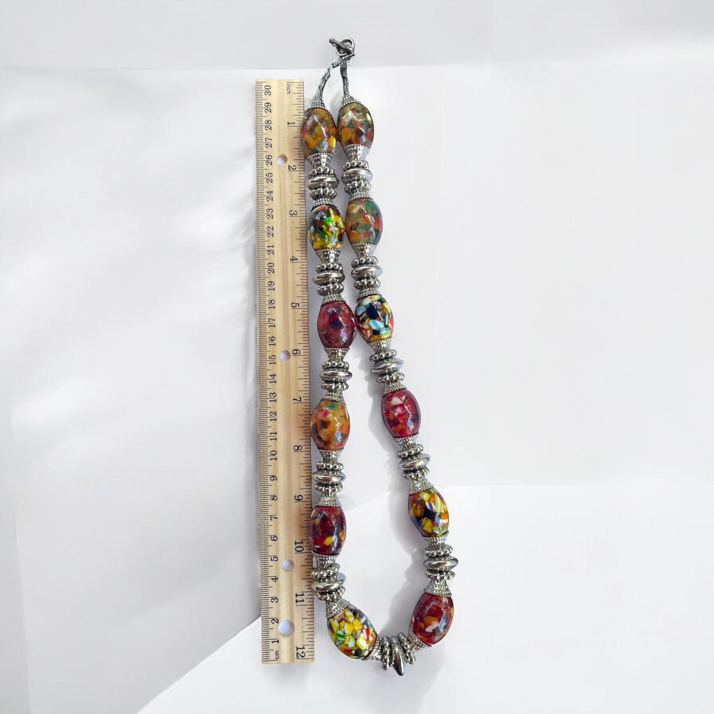 Unique Vintage Confetti Resin Beaded Necklace | Chunky Boho Statement Jewelry | Mosaic Look Beaded necklace | Pop art style Bold Necklace