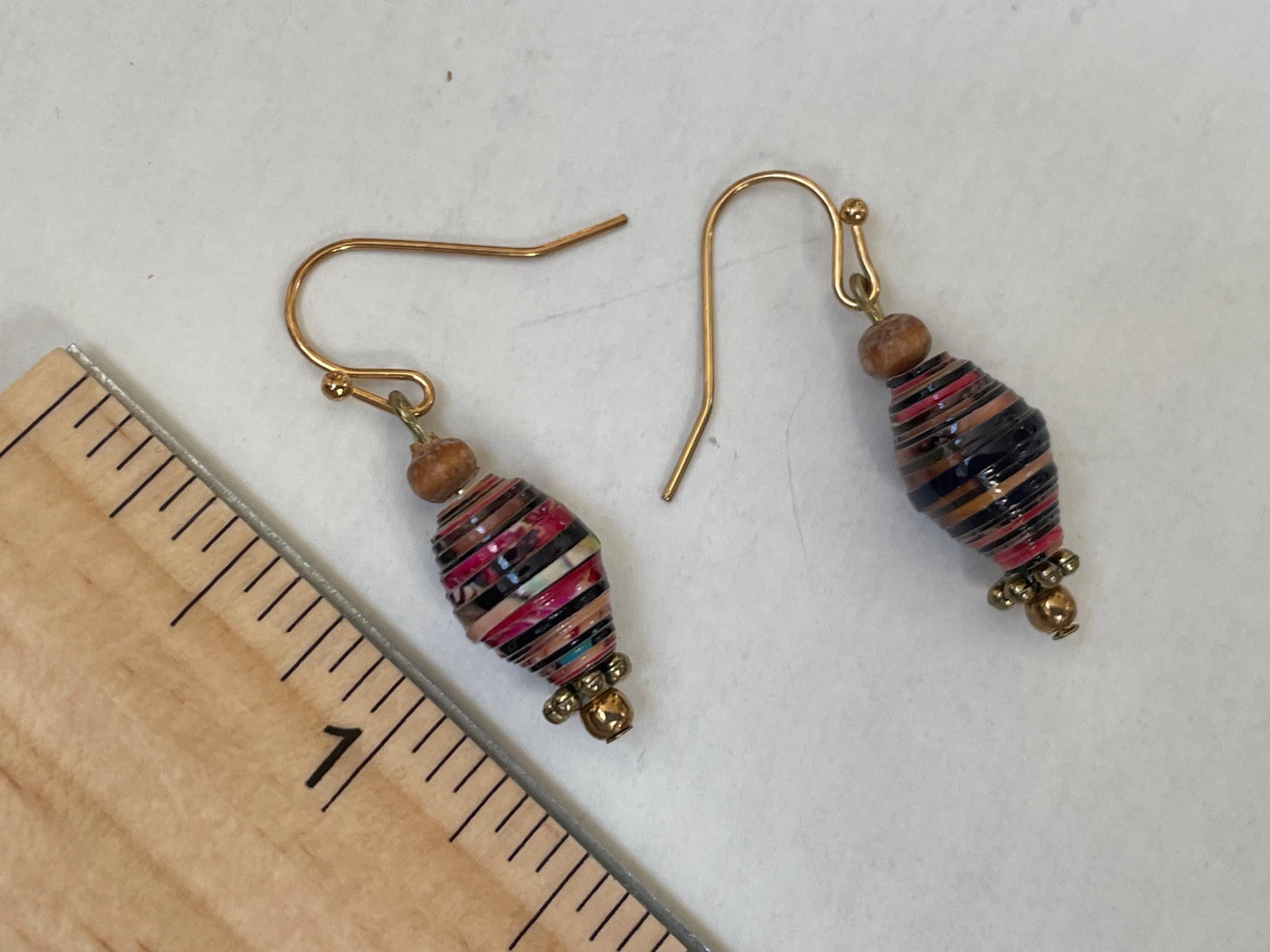 Little dangle earrings made with rolled paper