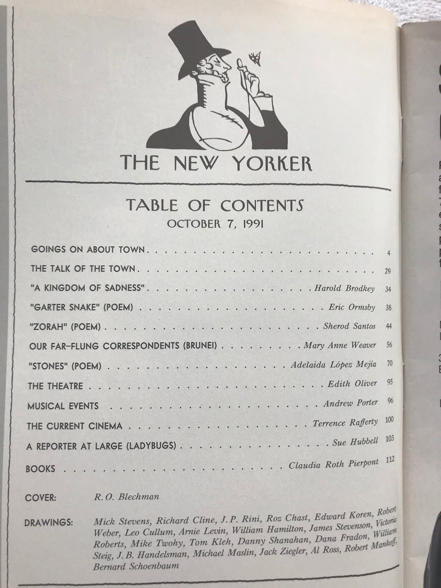 October 7, 1991 - The NEW YORKER - Cover only - ROBOT
