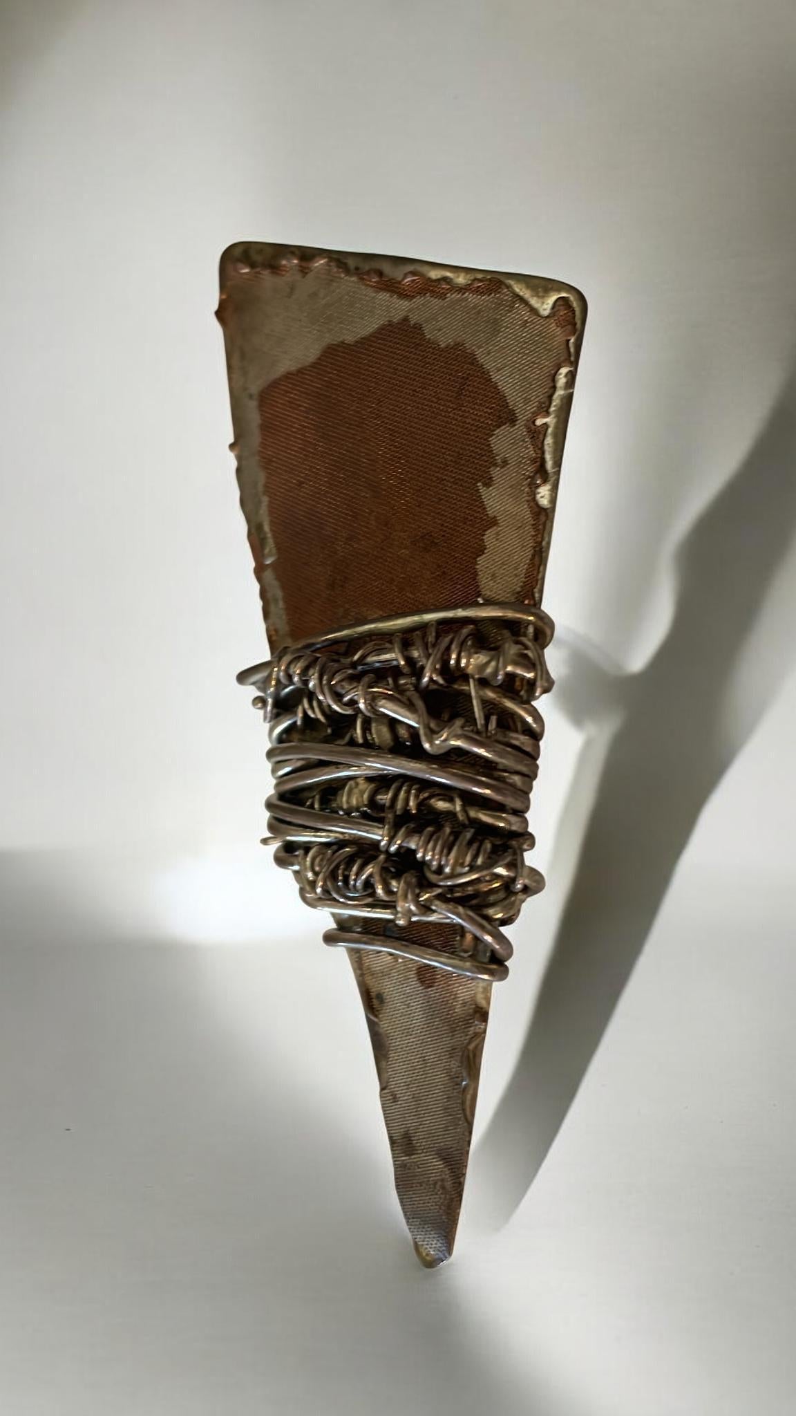 Vintage Artisan Sterling Silver Abstract Pin – Modernist Brutalist Studio Brooch, Handcrafted Statement Jewelry