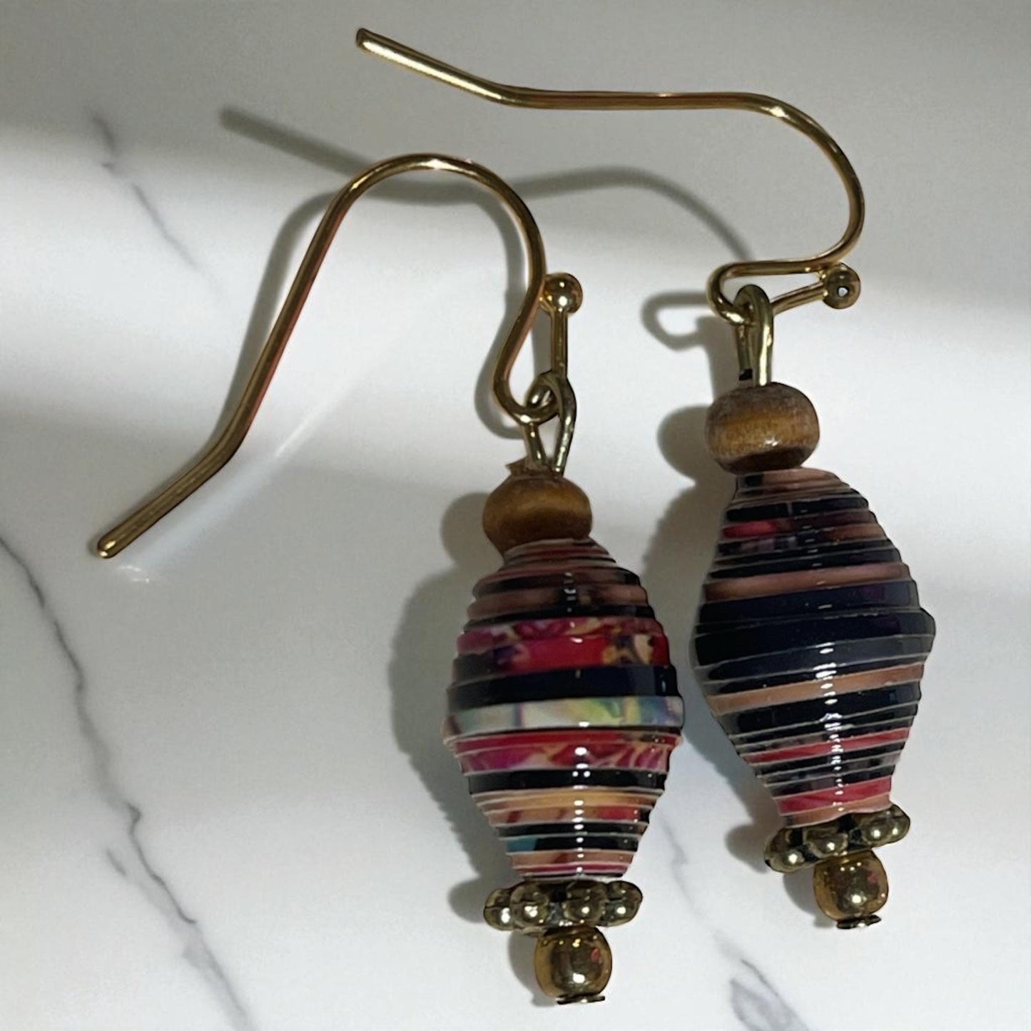 Little dangle earrings made with rolled paper
