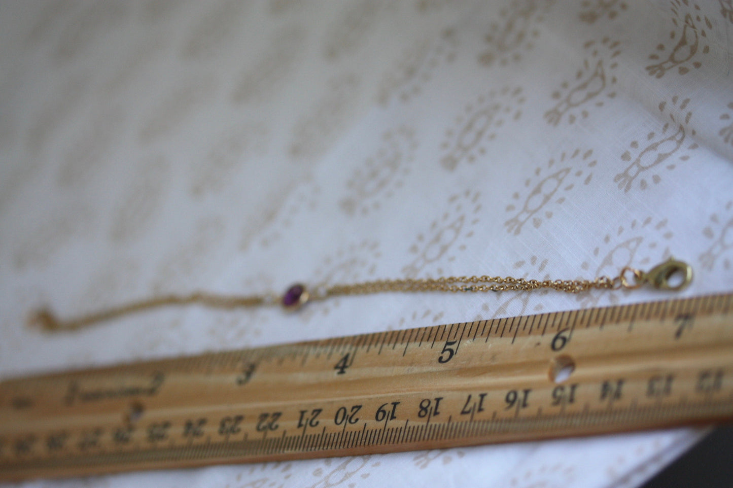 S I M P L E elegant timeless bracelet - purple vintage crystal on upcycled vintage goldtone double chain