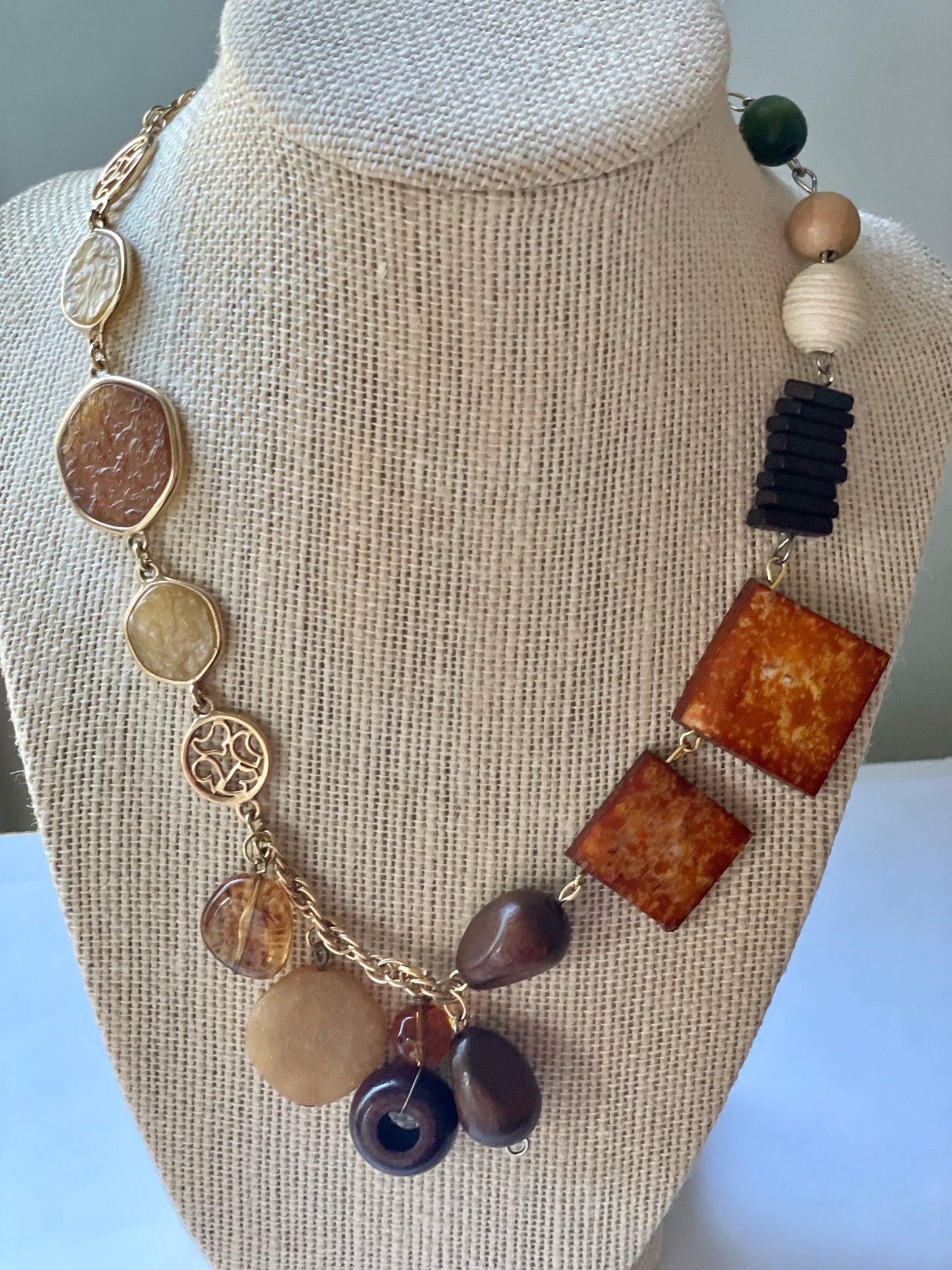 Unique, one-of-a-kind artisan mixed material necklace