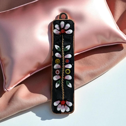 Handmade mixed material mosaic necklace - hand cut Italian murrini and millefiori glass