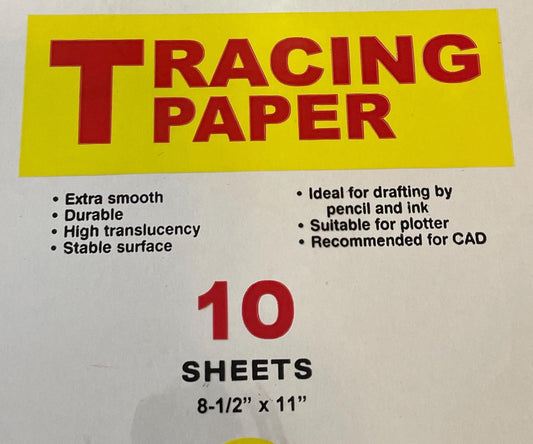 10 sheets of good quality unused tracing paper 8 1/2" x 11" - Made in Switzerland