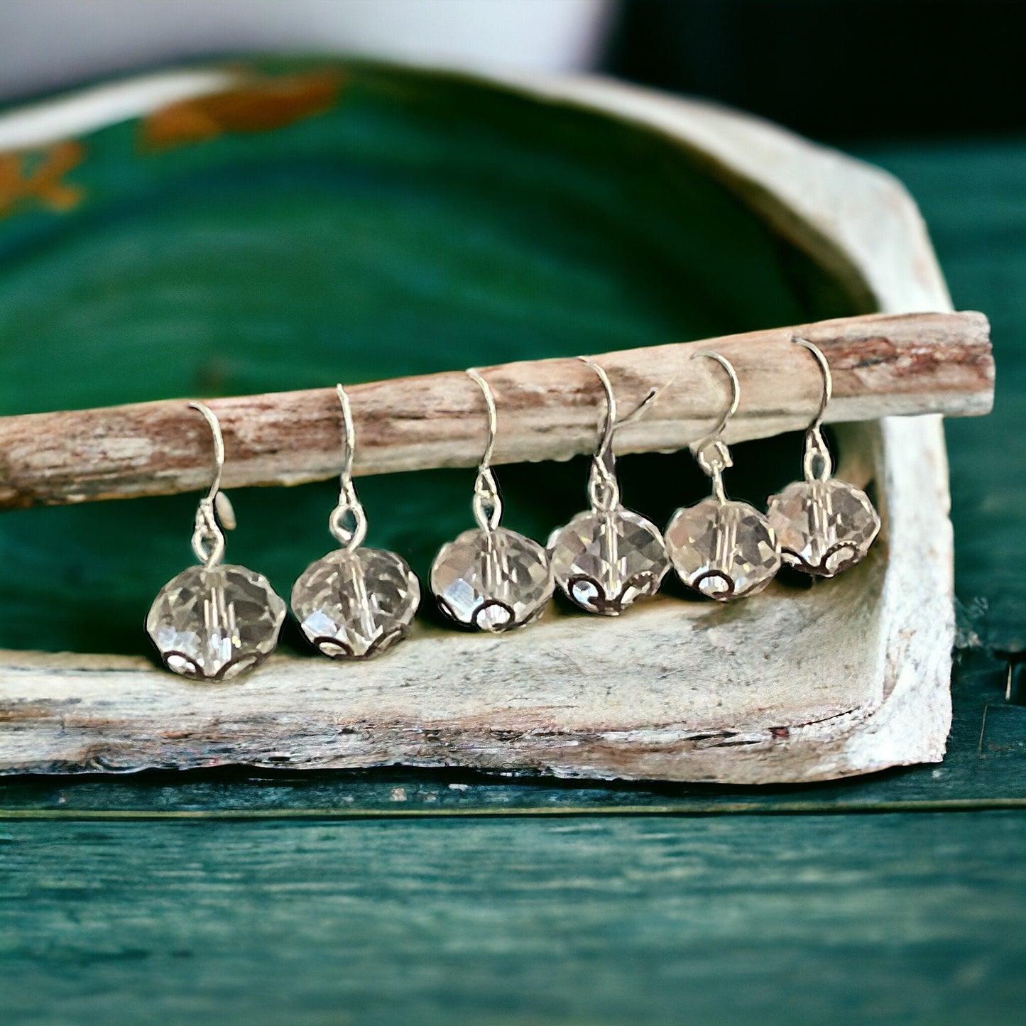 Clear crystal faceted drop dangle earrings - approx. 1"