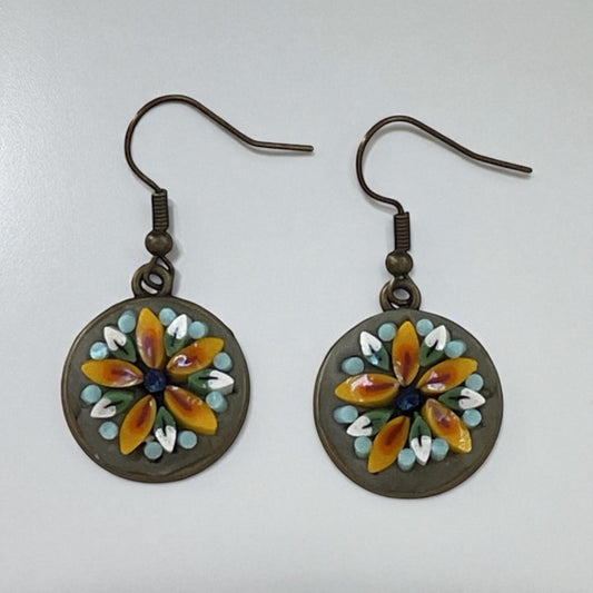 Handmade Micro Mosaic dangle earrings – modern, handmade Jewelry with Hand-Cut Italian glass Murrini