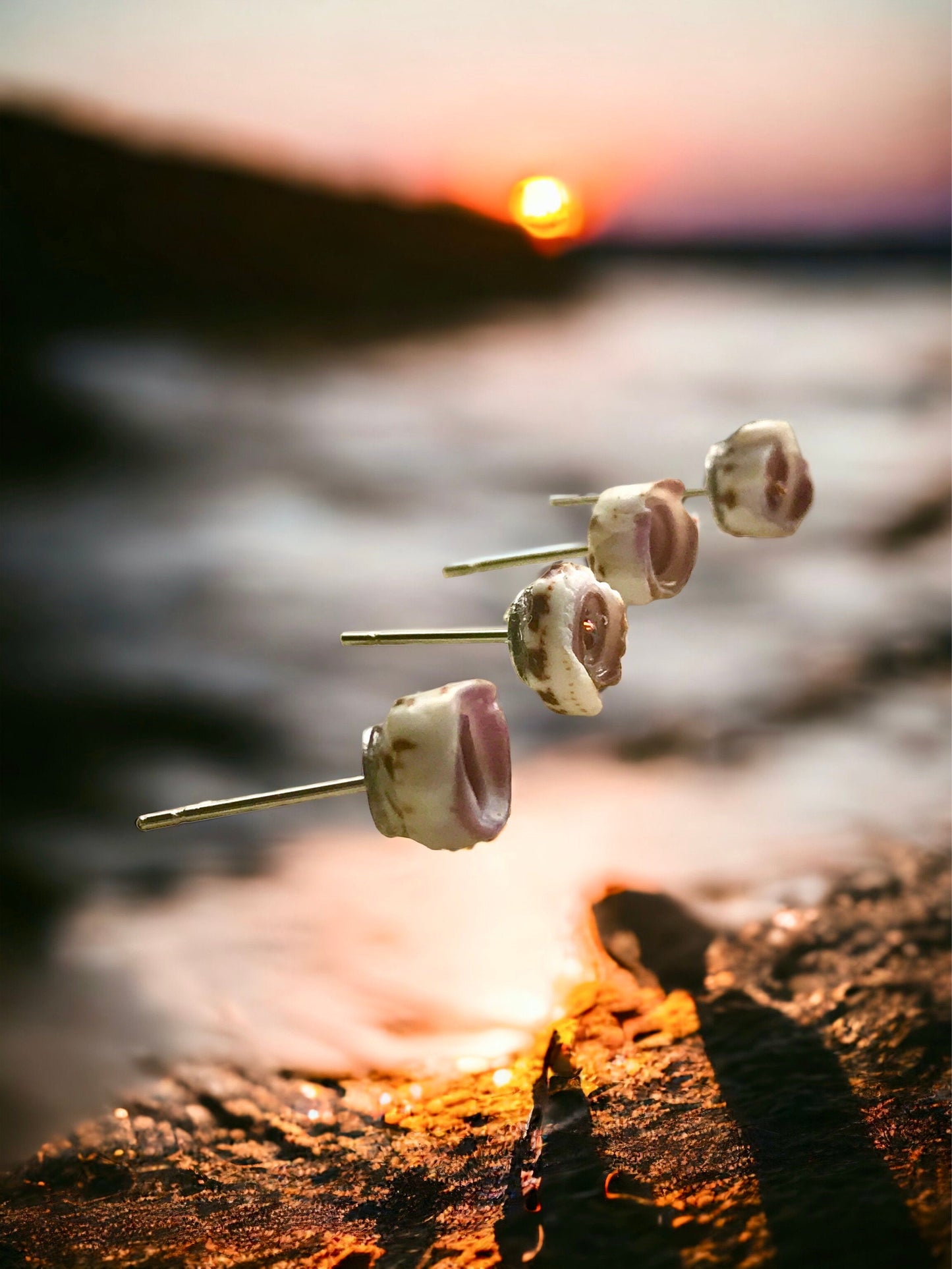 Tiny round shell stud earrings