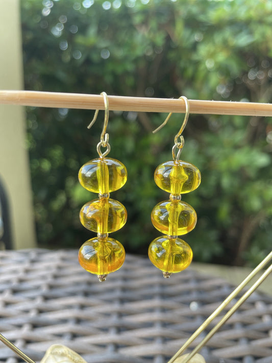 Yellow dangle sphere earrings
