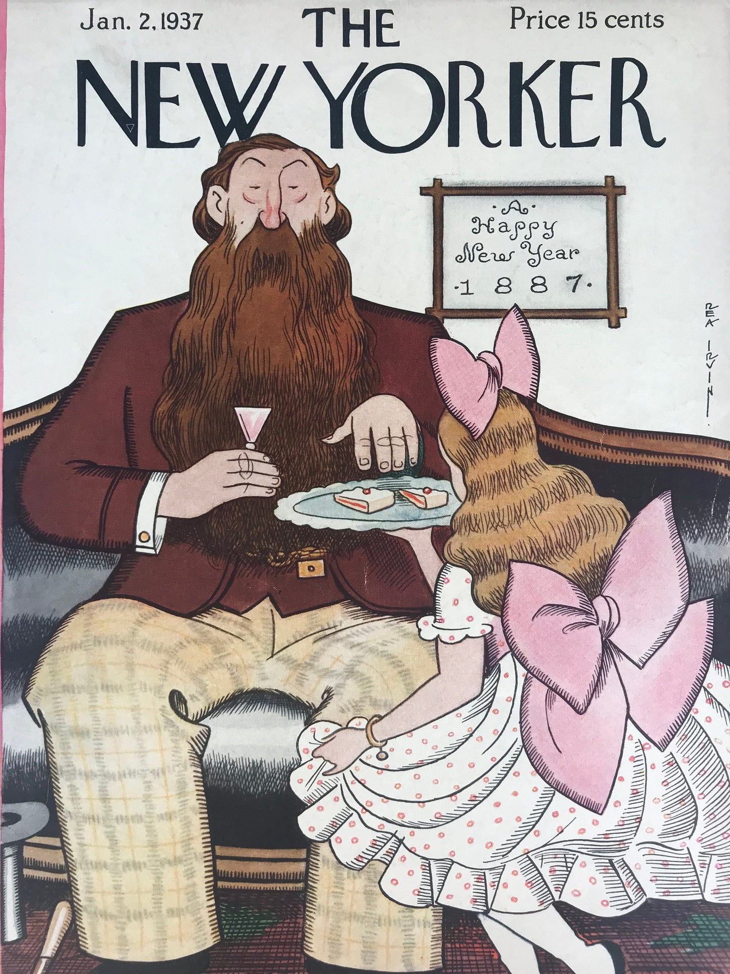 Very Rare NEW YORKER Magazine cover - January 2, 1937 - Rea Irvin