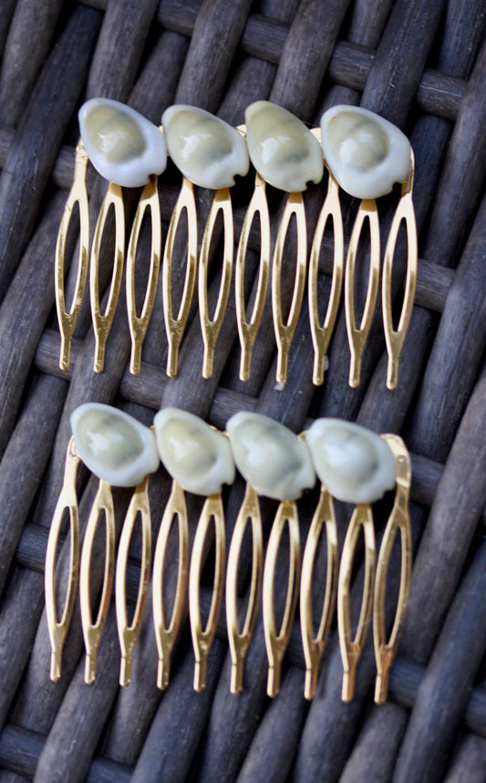 Stunning cowrie shell hair comb