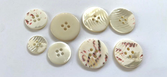 Lot of vintage mother of pearl buttons - assortment of medium and large sizes