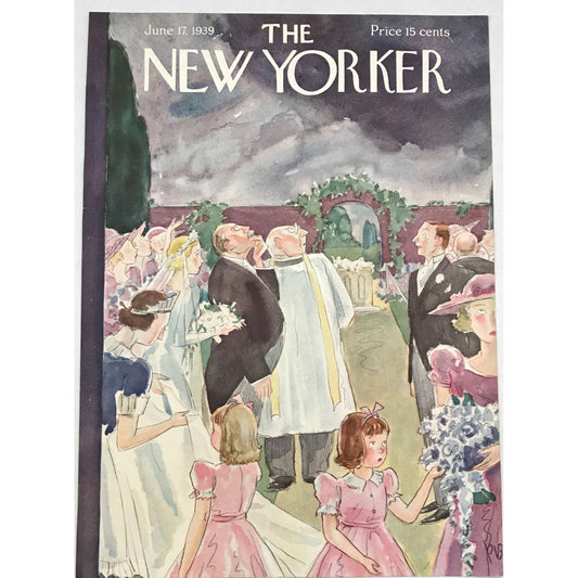 The NEW YORKER Magazine very rare original cover - June 17, 1939 - Perry Barlow - wedding