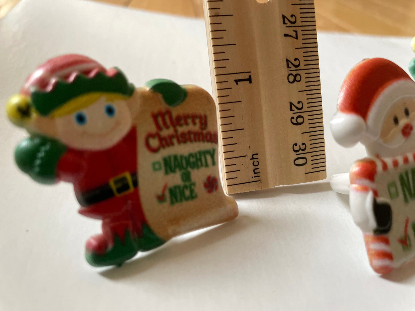 Mix of Santa Claus & Elves plastic ring cake toppers - by the dozen