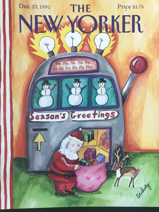 Vintage NEW YORKER Magazine original cover - December 23, 1991 - Christmas, holiday, Santa Claus