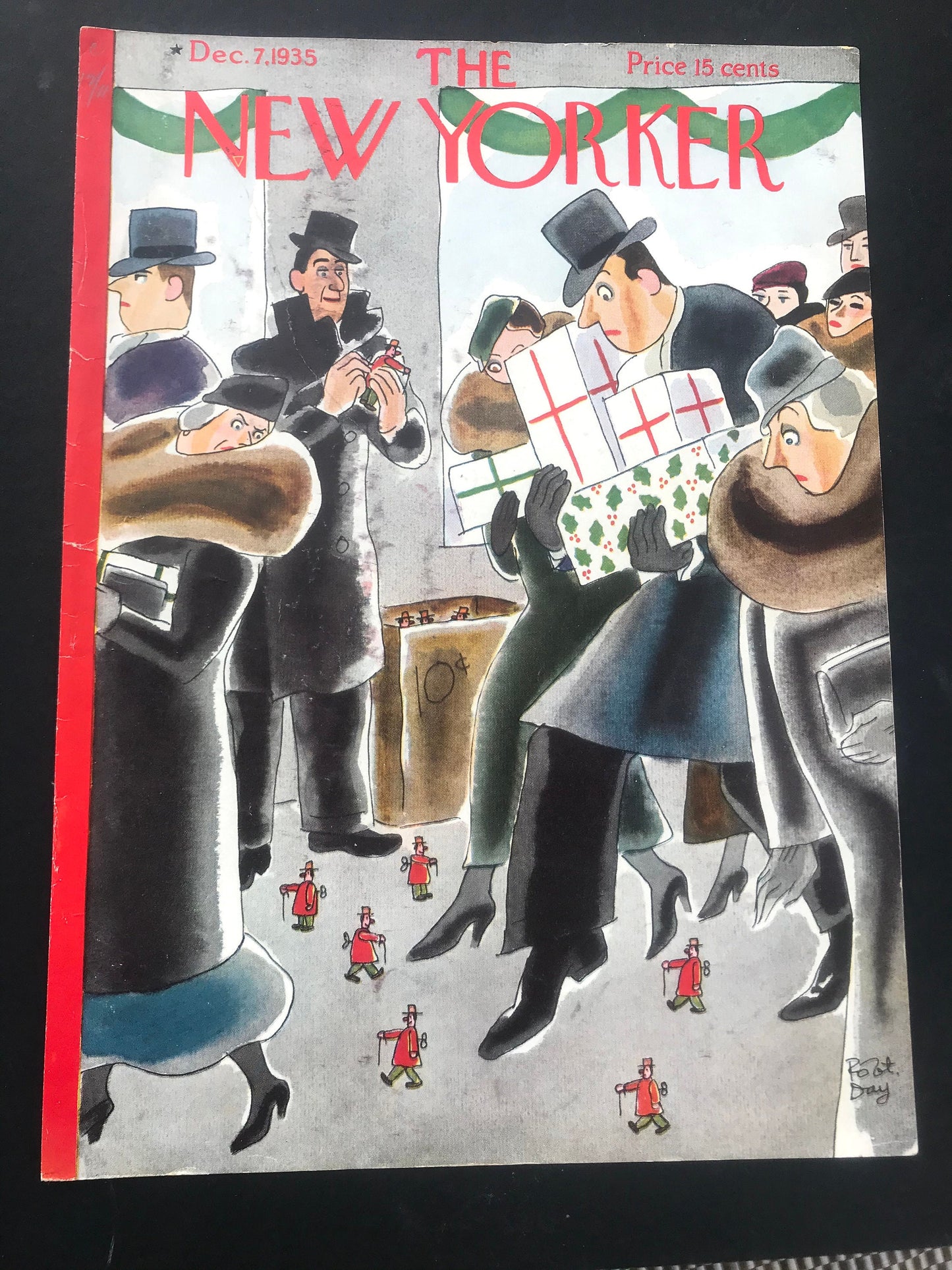 The NEW YORKER Magazine very rare original cover - December 7, 1935 - Christmas shopping, wind up toys - by artist Robert Day
