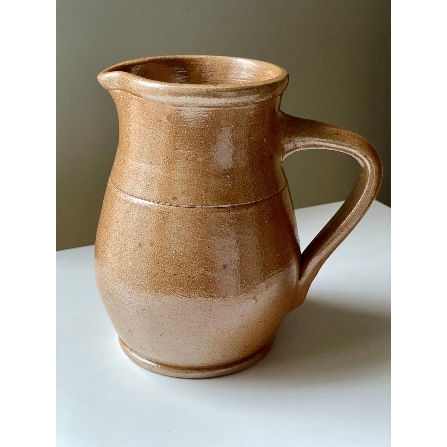 Stunning vintage primitive style terra cotta? pitcher - handmade, fabulous