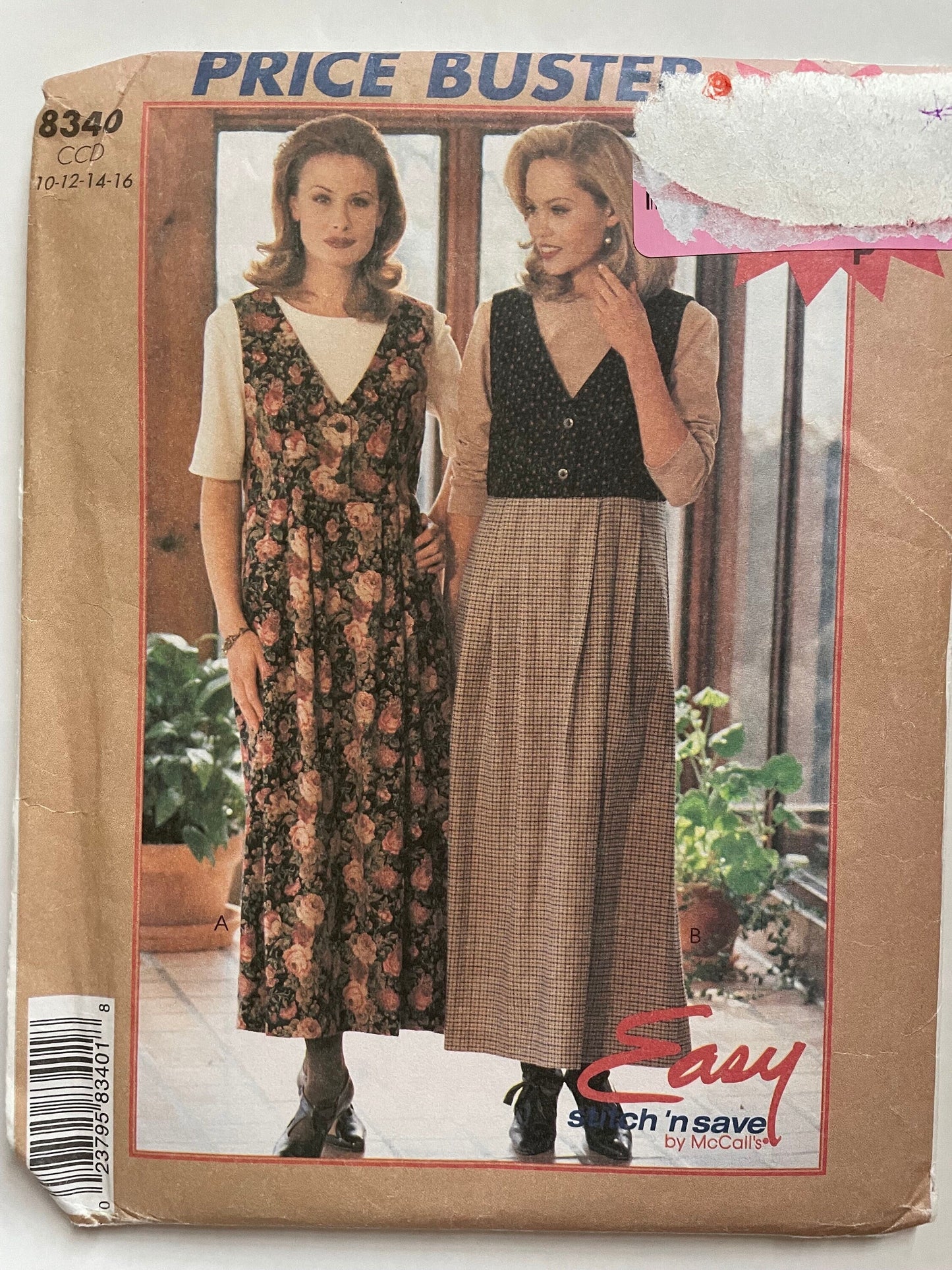 UNCUT Sewing Pattern from 1996 - McCalls 8340 Easy Stitch & Sew Jumper / Top - Size CCD 10-12-14-16, Vintage sewing pattern
