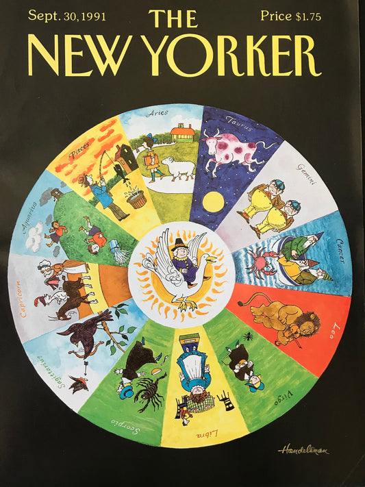 September 30, 1991 - Your choice: Cover only OR complete issue  of The New Yorker Magazine - zodiac