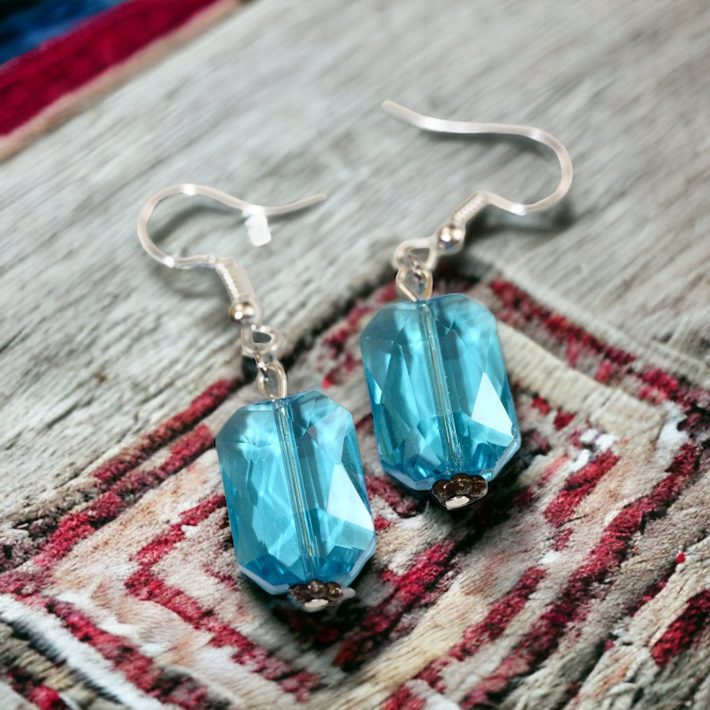 Subtle sparkly glitz handmade blue topaz-style crystal drop earrings