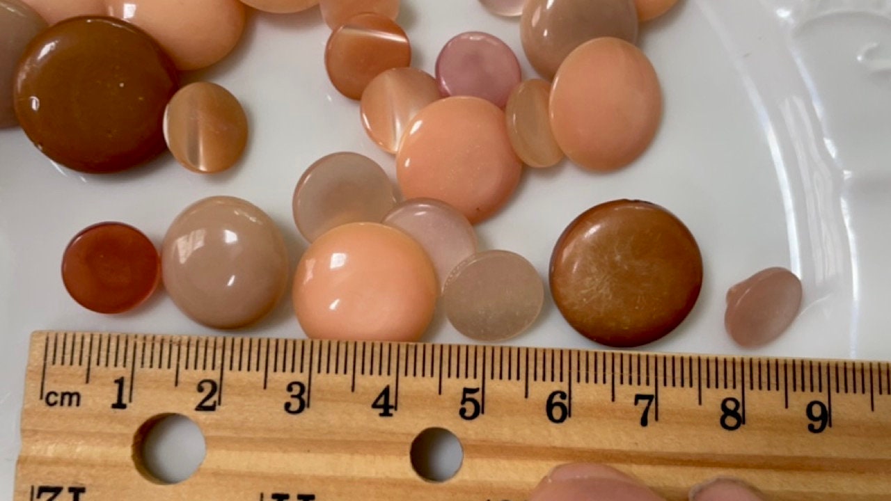One dozen vintage buttons - Shades of peach and brown grab bag mix