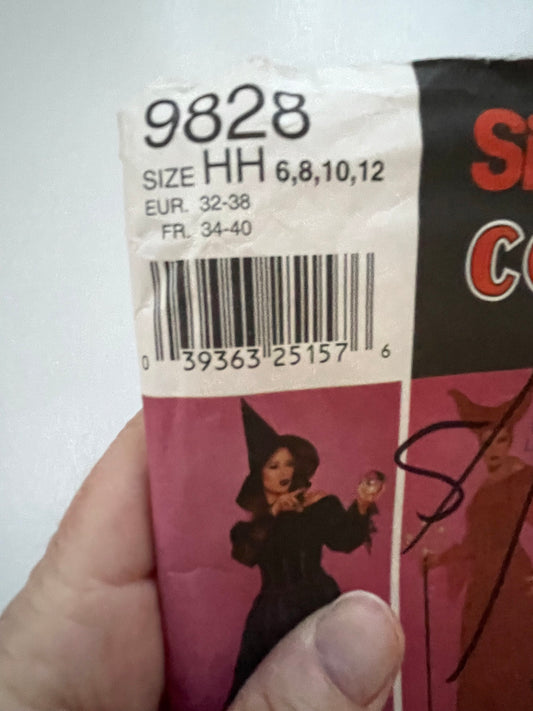 UNCUT Sewing Pattern - Simplicity Sewing Pattern 9828 Sz HH 6-12 ~ Misses' costumes - blouse, overskirt, drape, hat ~ witch, vampire