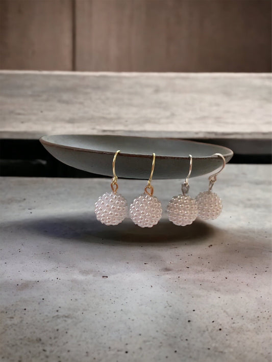 Minimalist small dangle faux pearl earrings