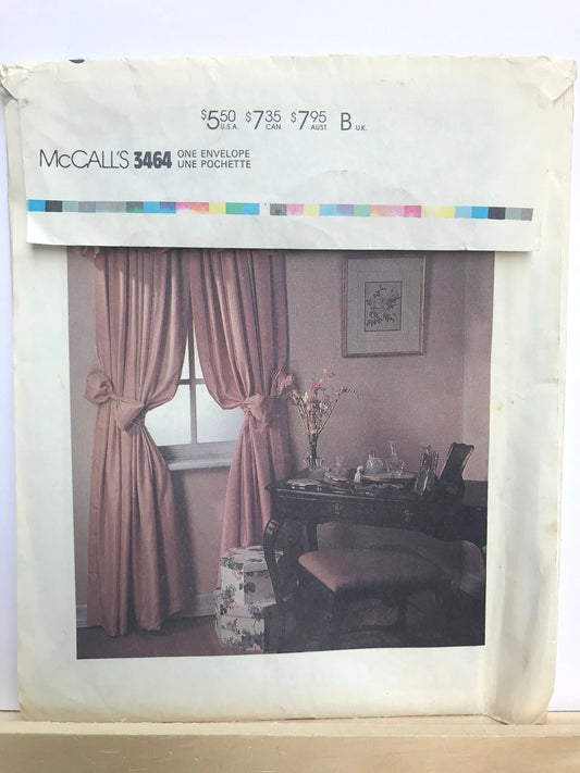 UNCUT Sewing Pattern - Vintage McCall's Home Center pattern 3464 Window Essentials curtain patterns