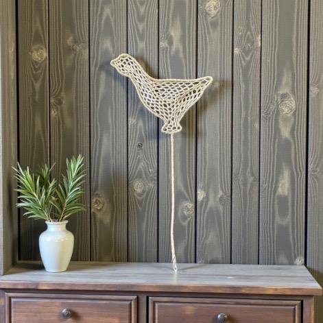 Abaca straw duck on stick woven in the Philippines - great craft supplies, bases for flowers, party favors, ornaments, decor