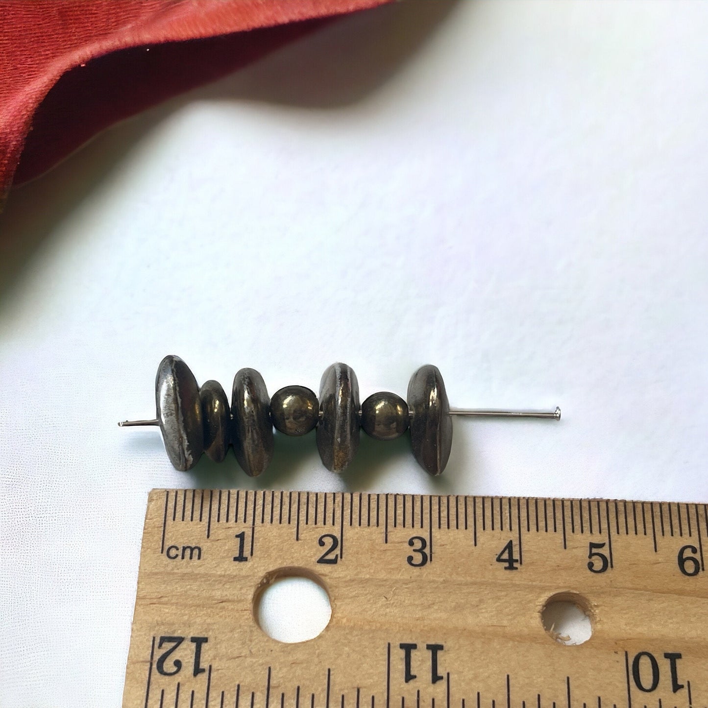 Silver metallic vintage chip and round beads